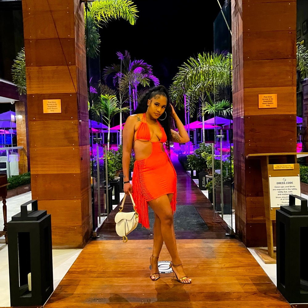 Orange Mini dress with fringes